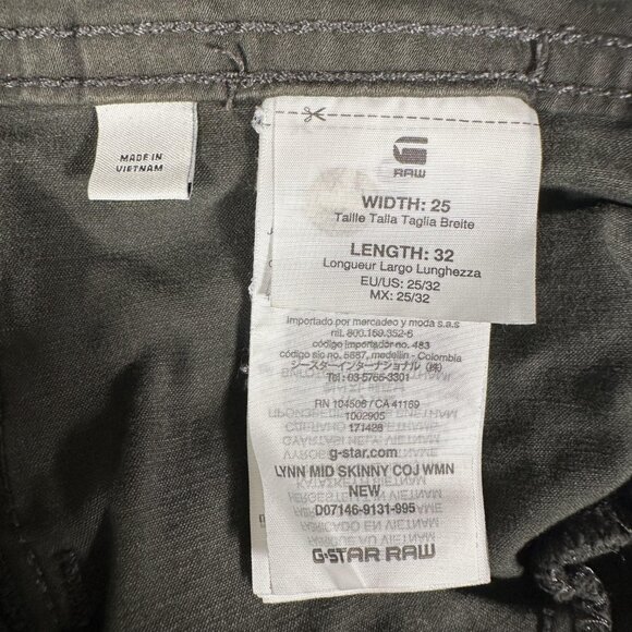 G Star Raw Jeans Women Size W25 L32 Olive Green Skinny 100% Cotton 5-Pockets GUC - Picture 7 of 12
